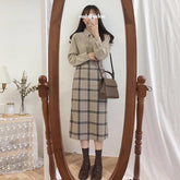Vintage Plaid Long Pencil Skirt